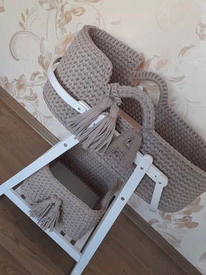 Moisés para bebê de crochê/bercinho de crochê/berço de sala