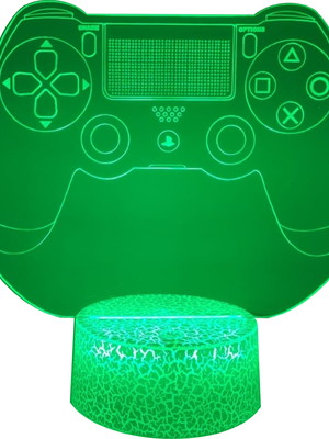 Abajur acrilico controle vídeo game ps-4 -base colorida
