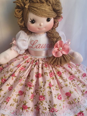 Boneca de pano 35cm personalizada