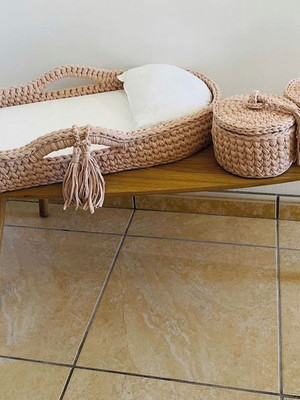 Cesto moisés / trocador de fralda para bebê em crochê
