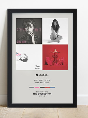 Quadro moldura spotify coletânea de álbuns selena gomez