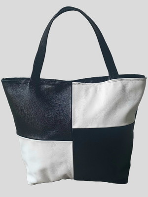 Bolsa feminina de couro legítimo artesanal xadrez ombro