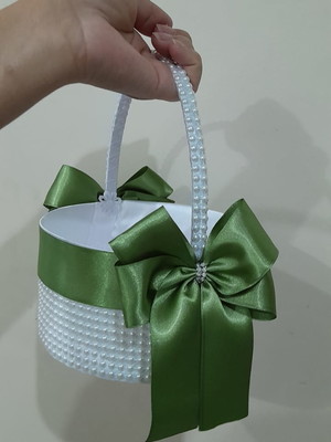 Cesta para pétalas de flores - verde oliva