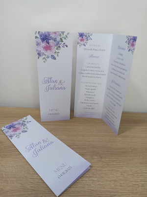 Menu em pé 21x7,5 cm