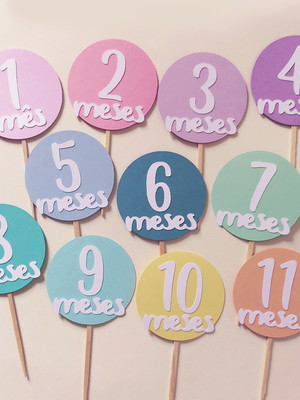 Kit toppers mesversário menina