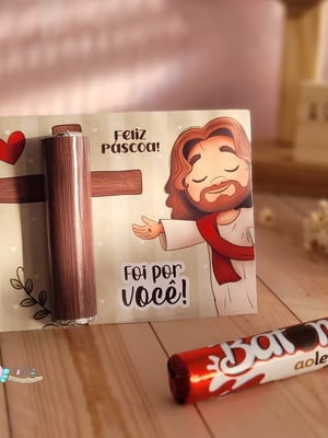 Cartõe e adesivo para encapar batom ou bis páscoa cristã