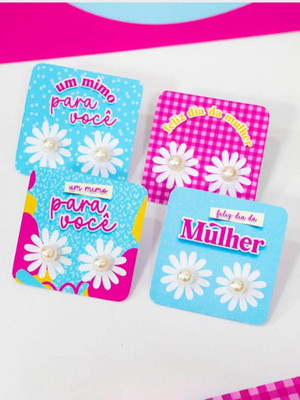 Card com brinco pérola - dia das mulheres