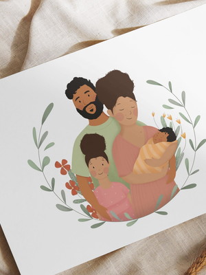 Ilustração digital personalizada família #028