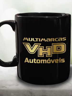 Caneca preta personalizada de porcelana 300ml - 50 unidades
