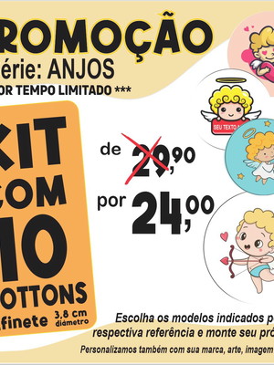 Kit com 10 bottons - série anjinhos