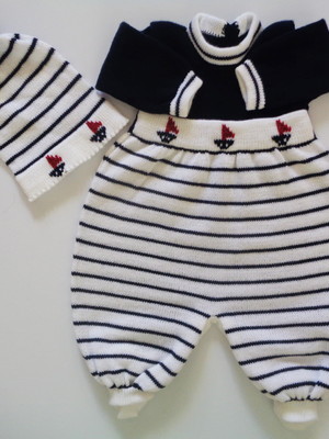 Macacão com touca listrado marinheiro para bebe