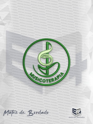 Matriz de bordado musicoterapia simbolo logo