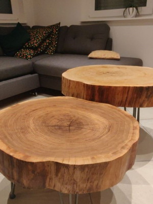 Mesa de centro tronco bolacha rustica madeira rodinha ou pes