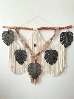 Painel de macrame costela de adão