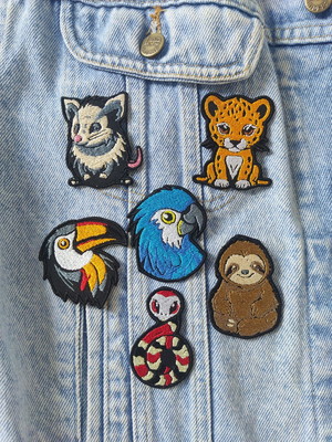 Patches bordados fauna brasileira biologia onça pintada