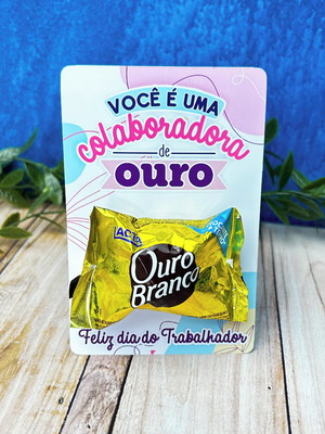 Card com bombom- dia do trabalho