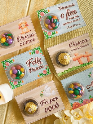 Cartão com ferrero rocher ou coloreti- páscoa