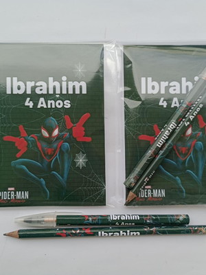 Bloquinho com caneta e lápis miles morales