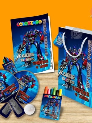 Kit completo sacolinha personaliza transformers