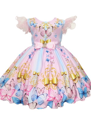 Vestido de festa infantil jardim encantado borboleta