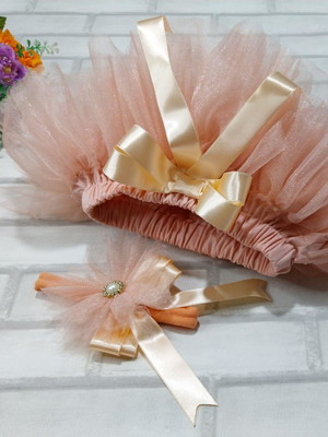 Saia tutu com calcinha tule cristal faxinha na meia bebê