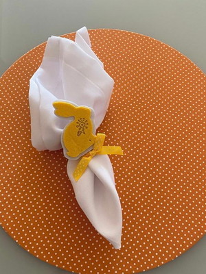 Kit com 8: capa de sousplat laranja com bolinhas brancas
