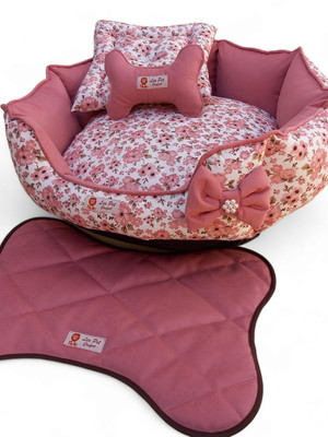 Cama para pets redonda 50x50 e tapete
