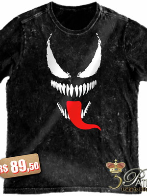 Camiseta venom em 100% algodão premium marmorizado