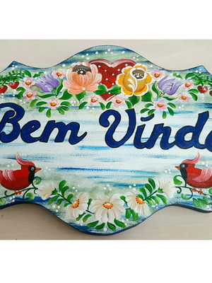 Placa bem vindo para decoração de porta