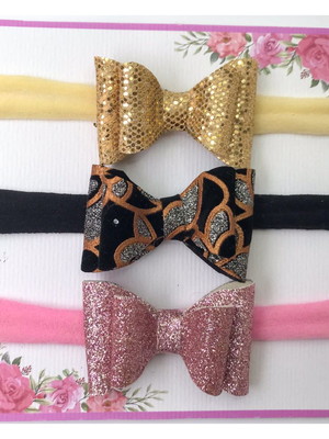 Kit 3 faixinhas para bebe laço rn enxoval menina