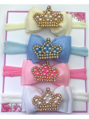 Kit 4 laço bebe faixa tiara menina coroa