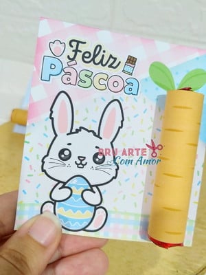 50 cartão feliz páscoa porta chocolate batom (sem chocolate)