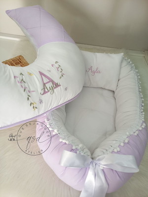 Kit ninho de bebe e almofada amamentação lilas