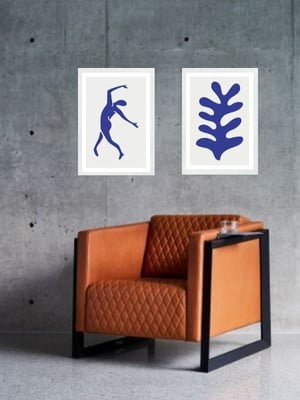 Kit 2 quadros contemporâneos matisse azul
