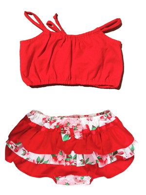 Conjunto passeio 2 peças: tapa fralda + top - tam. 1 ano