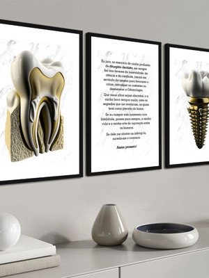 Kit 3 quadros decorativos consultório odontológico
