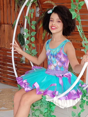 Fantasia sereia escama ariel infantil
