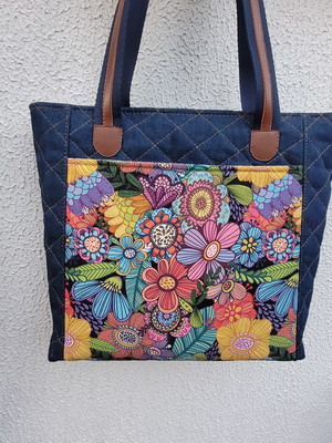 Bolsa mila em jeans tipo tote bag com ziper
