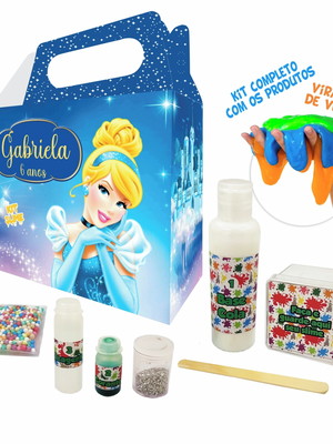 Kit slime cinderela completo lembrancinha aniversario