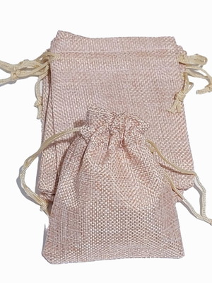 Saquinho de linho, juta com cordão de fibra 10x12cm 10 peças