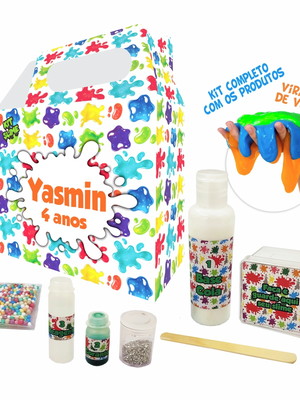 Kit slime completo embalagem e produtos personalizado