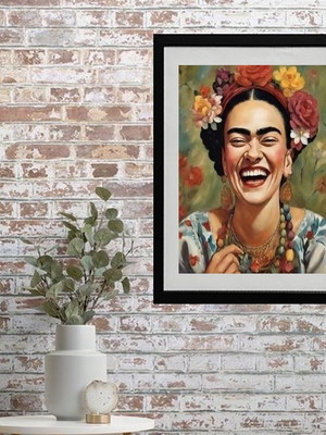 Quadro frida gargalhando - 60x48 cm