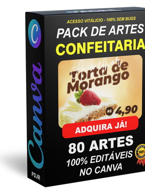 Pack canva confeitaria - 80 artes editáveis