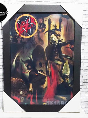 Quadro banda slayer thrash metal a4 c/ moldura e vidro