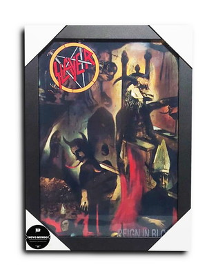 Quadro banda slayer thrash metal a4 c/ moldura e acetato