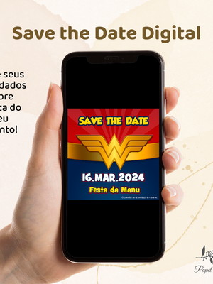 Save the date digital mulher maravilha modelo 3