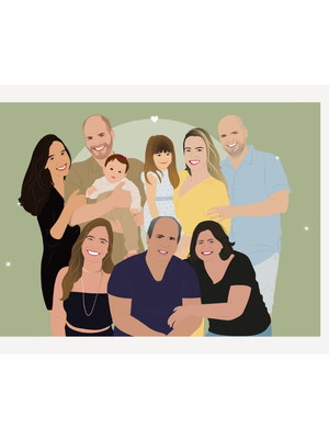 Ilustração digital personalizada família