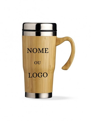 Caneca bambu 500ml personalizada