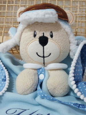 Naninha infantil urso aviador personalizada
