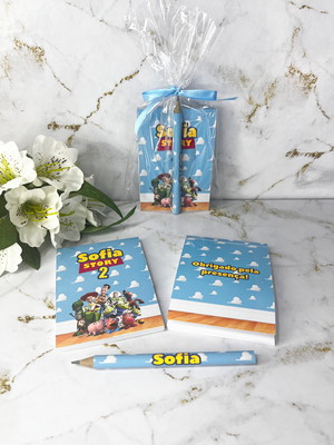 Bloquinho personalizado com lápis toy story